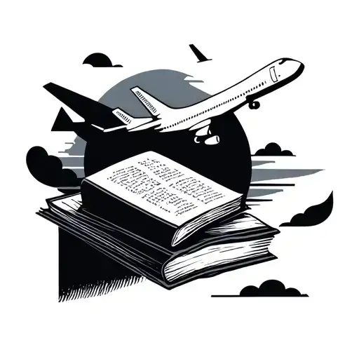 minimalist, geometric, travel, airplane, books, reading, shapes tattoo design idea