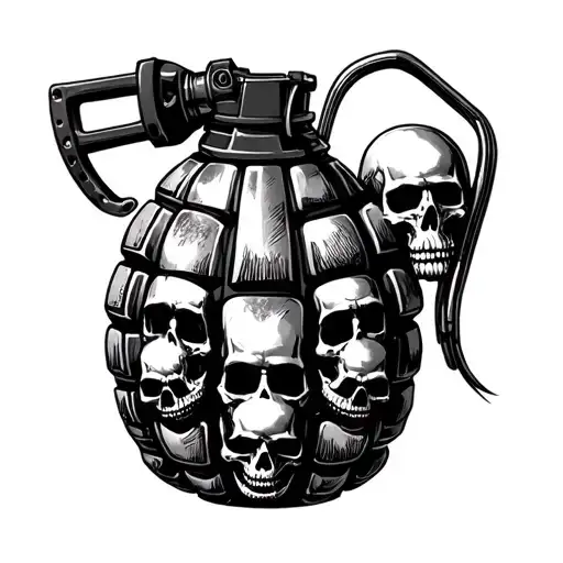 grenade made of lots of skulls facing each other tattoo design idea