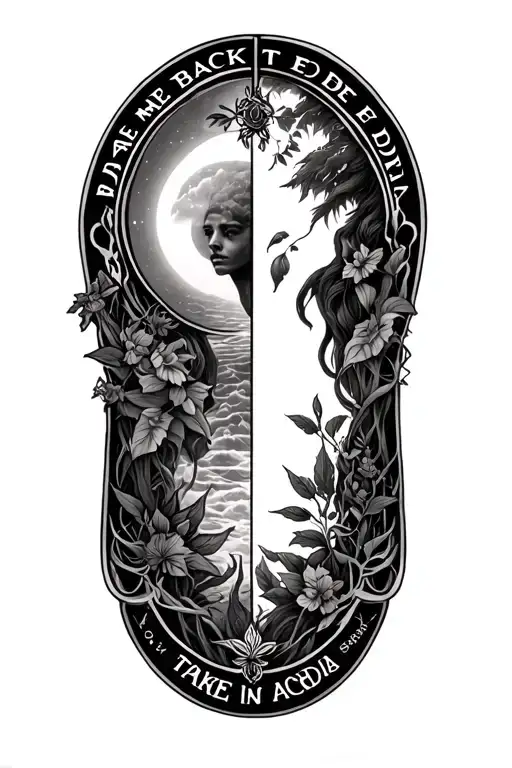 A custom unique sleep token halve sleeve including take me back to eden art and even in arcadia art with thei band logo tattoo design idea
