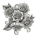 roses around the word "blessed" tattoo design idea
