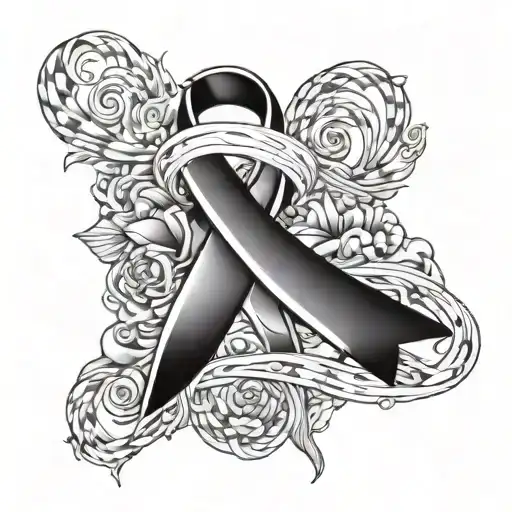Fuck cancer awareness ribbon tattoo design idea