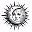 Sun and moon tattoo design idea