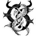 A tattoo design featuring three intertwined zodiac signs (cancer, taurus, Pisces) to represent the bond of friendship tattoo design idea