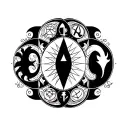 A tattoo design featuring three intertwined zodiac signs (cancer, taurus, Pisces) to represent the bond of friendship tattoo design idea