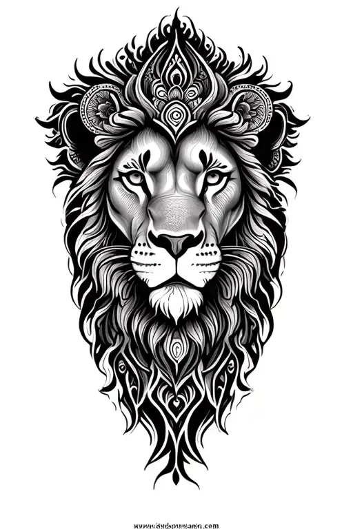 mandala design incorporating lion head tattoo design idea