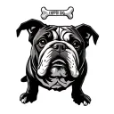 "CHIPPER DOG" Bulldog with bone in mounth consisted tattoo design idea