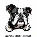 "CHIPPER DOG" Bulldog with bone in mounth consisted tattoo design idea