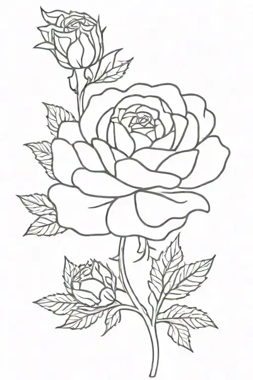 SIMPLE LINE DRAWING of a rose, a chrysanthemum, and a aster tattoo design idea