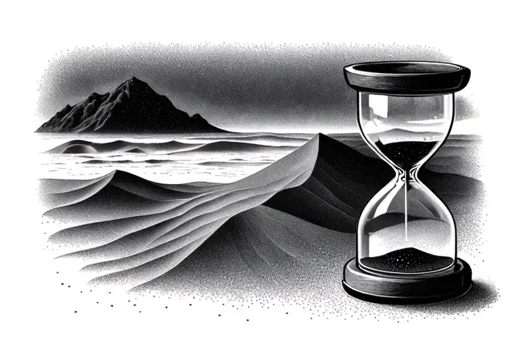 an hour glass like sands through hpurglasd tattoo design idea