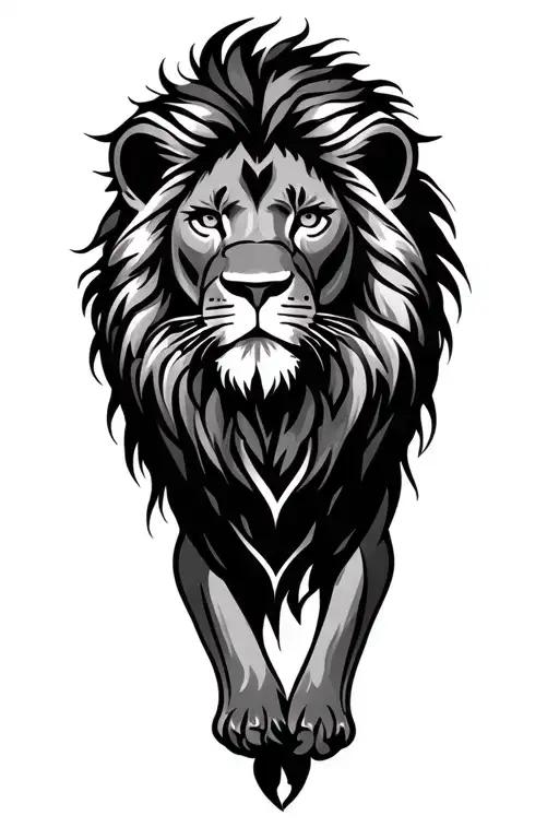lion with tribal art inspired tattoo tattoo design idea