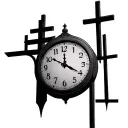 add three crosses top mid "risers and a clock that's time is 2:22 and add Philippians 4:13 somewhere  tattoo design idea