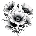 timepiece poppies blooming tattoo design idea