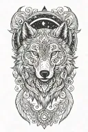 Wolf head with wings and crescent moon tattoo design idea