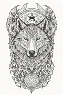 Wolf head with wings and crescent moon tattoo design idea