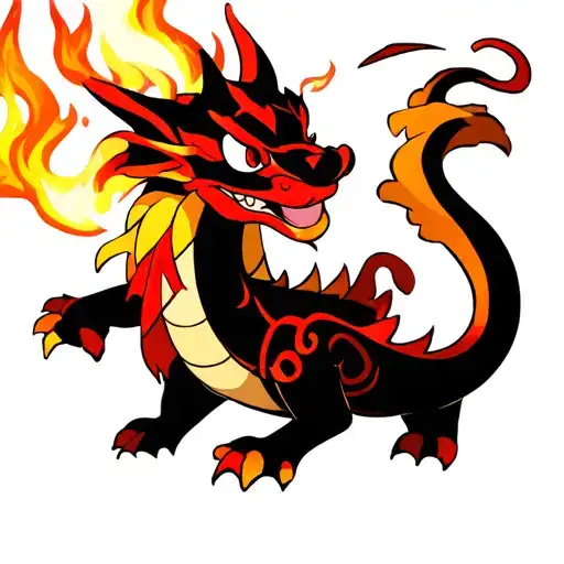 Mushu Mulan spits mini flame creeky mocking tattoo design idea