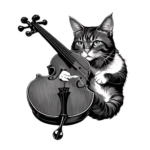 cat on a fiddle in the underworld tattoo design idea