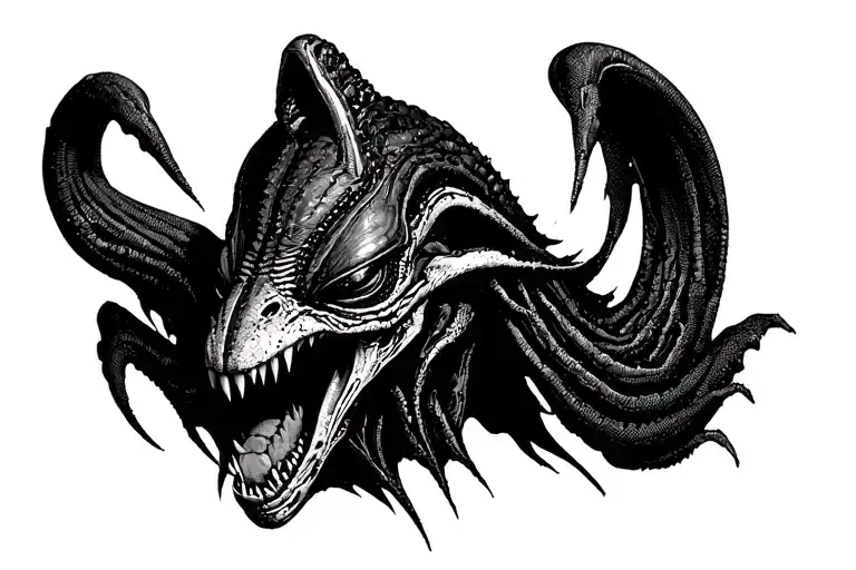 Alien Romulus is growling tattoo design idea