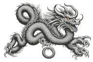 Japanese Dragon With Long realistic Body, normal eyes Black And Grey Tattoo hd quality tattoo design idea