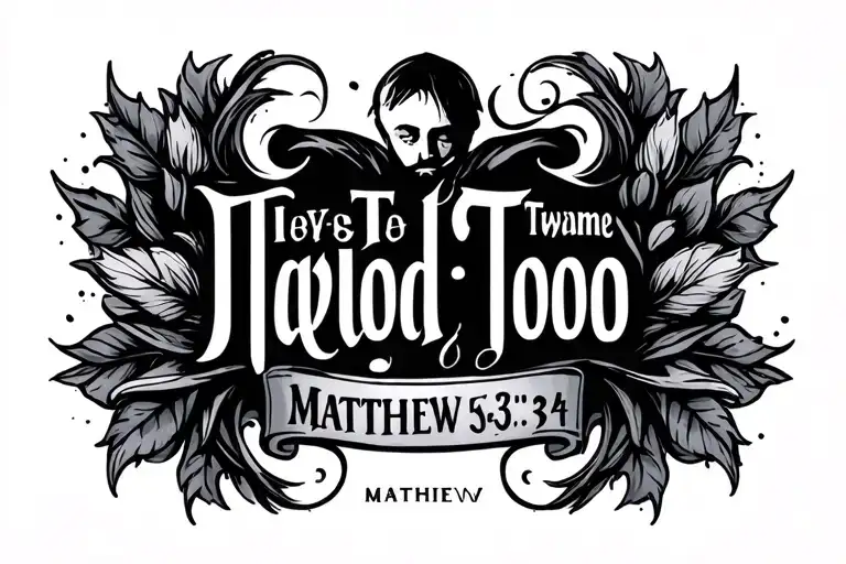 Theme of Matthew 6:34 tattoo design idea