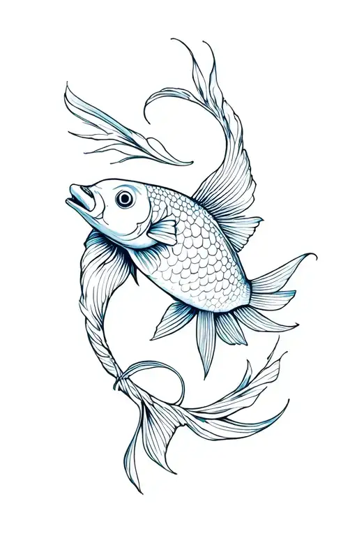 linework style. astrology, fish sign, love, respect, meaning tattoo on back tattoo design idea