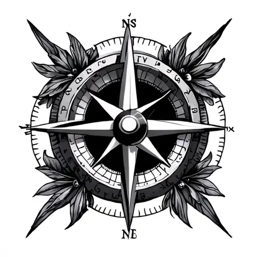 compass star cuban influenced  tattoo design idea