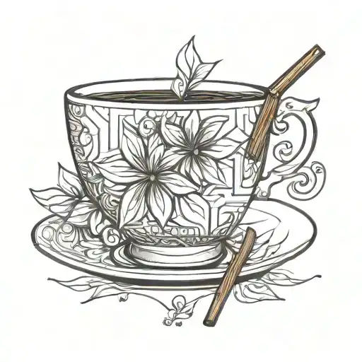 Cinnamon Stick in tea cup tattoo design idea