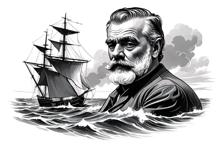 ernest hemingway the old man and the sea tattoo design idea
