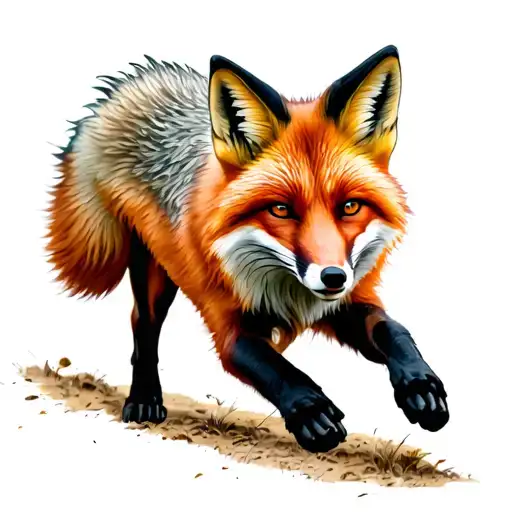 running red fox side on tattoo design idea