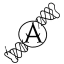 a stylizad image of a DNA molecule, with a simbol of anarche=y written in the center- the letter ''A''  in a circle tattoo design idea