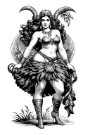 American traditional pin up viking goddess in skirt with plump buttocks tattoo design idea