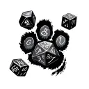 d20 dice inside a black leopard paw print tattoo design idea