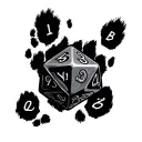 d20 dice inside a black leopard paw print tattoo design idea