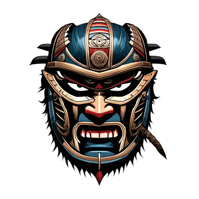 Samurai Head they mask tattoo design idea