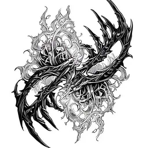 Fractals and claws on arm sleeve tattoo tattoo design idea