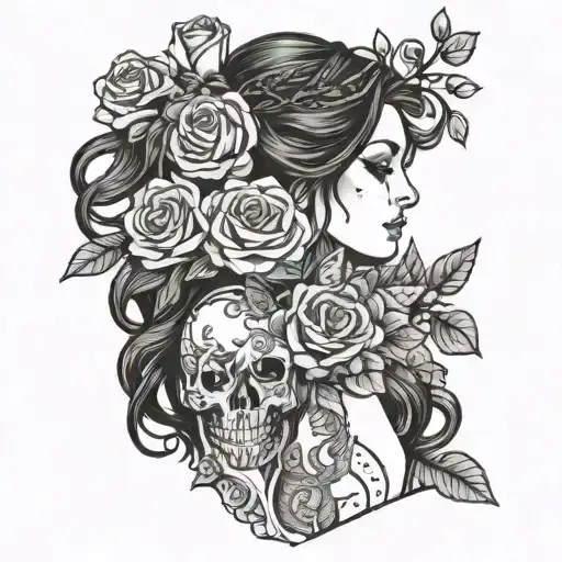 pierce the veil bride holding a bouquet tattoo design idea