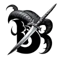 aries b swords flames tattoo design idea
