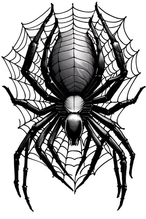 spider web with realistisch spider with with grimreaper tattoo design idea