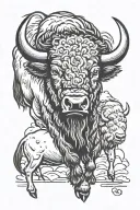 bison facing storm tattoo design idea