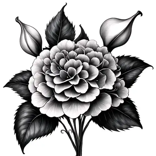 hydrangea and calla lily tattoo design idea