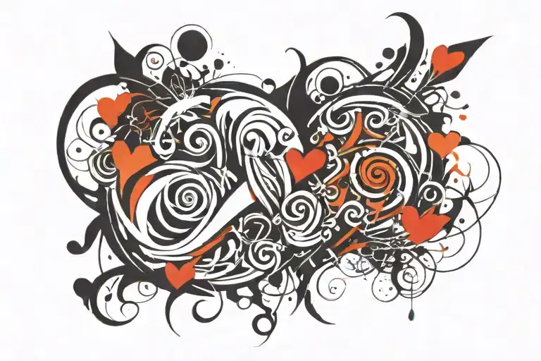 love and hate  tattoo design idea