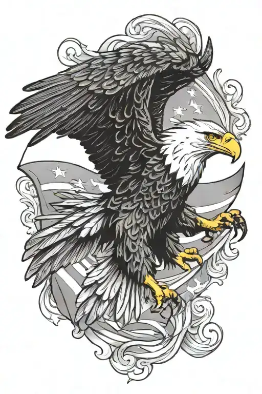bald eagle flying, American flag, Italian flag intertwined tattoo design idea