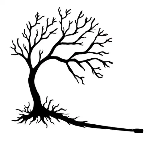 tree and a match stick tattoo design idea