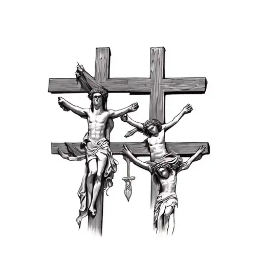 three crosses on Calvary hill tattoo design idea