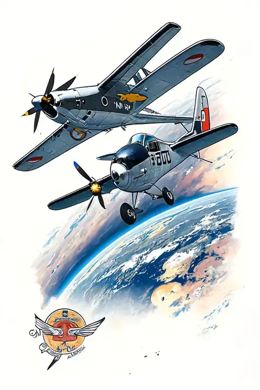 cessna plane in space tattoo design idea