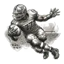 A realistic depiction of a football player in of the jersey number 7   tattoo design idea