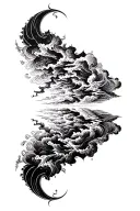 abstract symmetrical clouds tattoo design idea