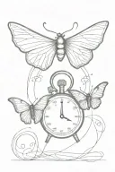western, stopwatch, butterfly wings, tattoo design idea