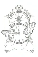 western, stopwatch, butterfly wings, tattoo design idea