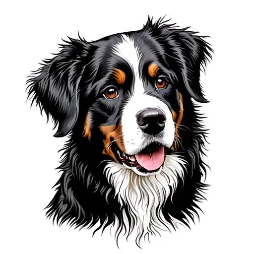 bernese mountain dog outline tattoo design idea