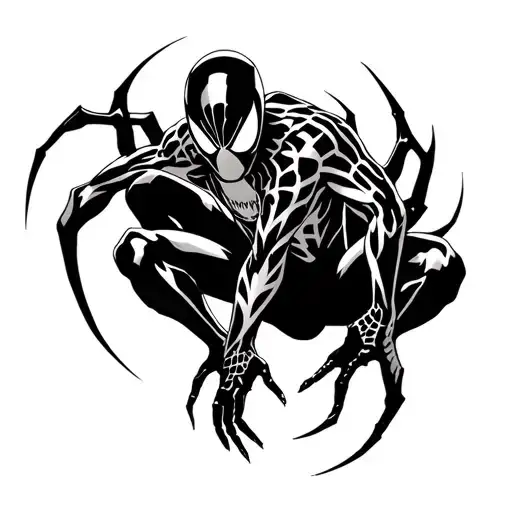 symbiote Spider-Man with tribal patterns from far cry 3 tattoo design idea